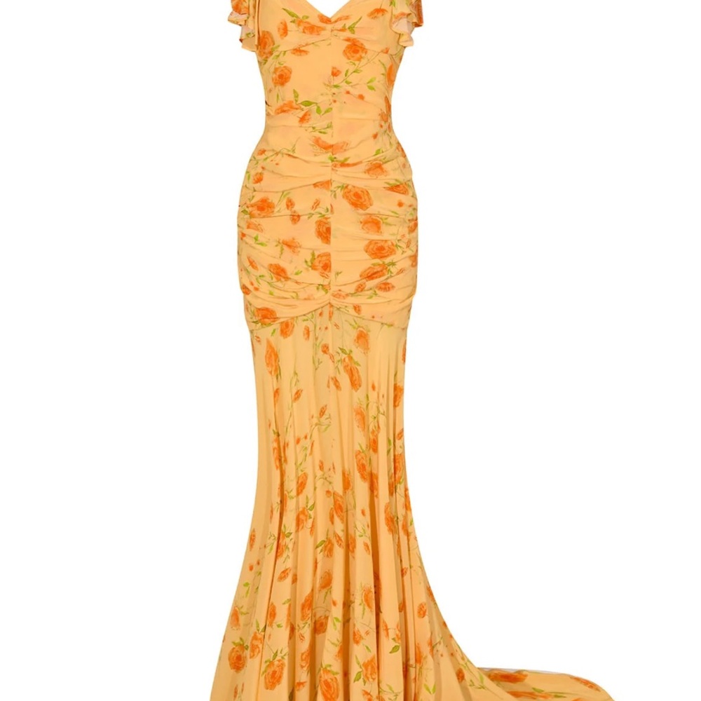 De La Valí Sevilla Apricot Floral Maxi Dress - Picture 9 of 9